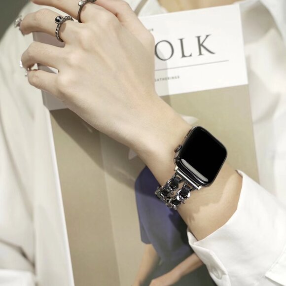 Apple Watch Band Luxury Adjustable Stylish Strap Silver Stainless Chain Band - Picture 4 of 7